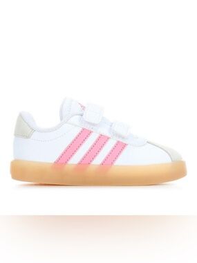 Toddler Adidas White Sneakers with Pink Stripes